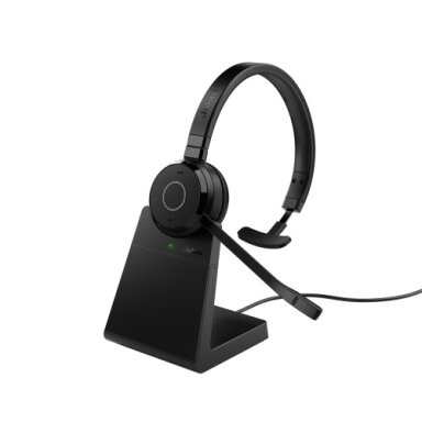 Jabra Evolve 65 TE MS Mono Link390a Belaidės ausinės, Bluetooth, USB-A, Charging Stand, Juoda