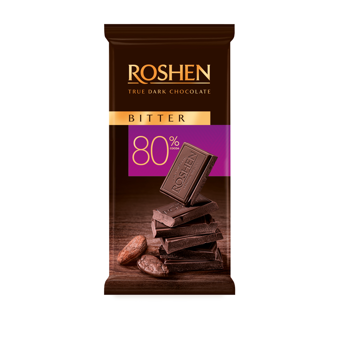 Juodasis šokoladas Roshen Bitter 80%, 85 g Juodasis šokoladas Roshen Bitter 80%, 85 g