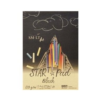 Juodas piešimo bloknotas START SMLT Art. A5, 20 lapų (120gsm) su užlenkiamu viršeliu ir kieta nugarė Juodas piešimo bloknotas START SMLT Art. A5, 20 lapų (120gsm) su užlenkiamu viršeliu ir kieta nugarė