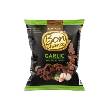 Juodos duonos traškučiai BON CHANCE, su česnakais, 120 g