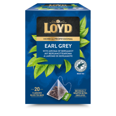 Juodosios arbatos gėrimas LOYD HORECA earl grey su bergamote, piramidės 20 x 2g