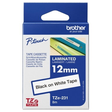 Juostelė Brother TZE-231/TZ231 12mm x 8m BK/WH OEM