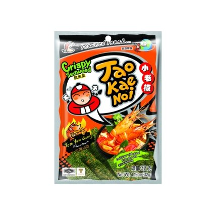 Jūros dumblių užkandis TAOKAENOI, Tom Yum skonio, 32 g Jūros dumblių užkandis TAOKAENOI, Tom Yum skonio, 32 g
