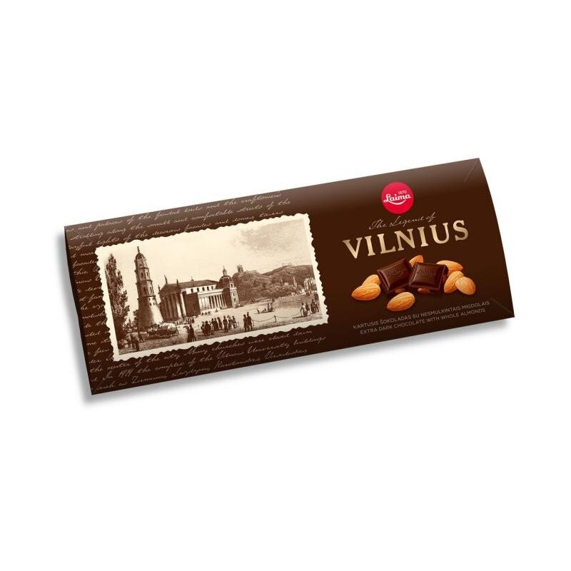 Juodasis šokoladas LAIMA, Vilnius, su migdolais, 190g Juodasis šokoladas LAIMA, Vilnius, su migdolais, 190g