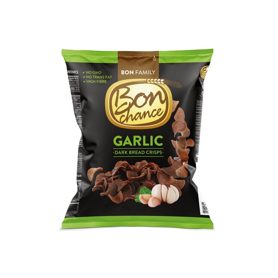 Juodos duonos traškučiai BON CHANCE, su česnakais, 120 g