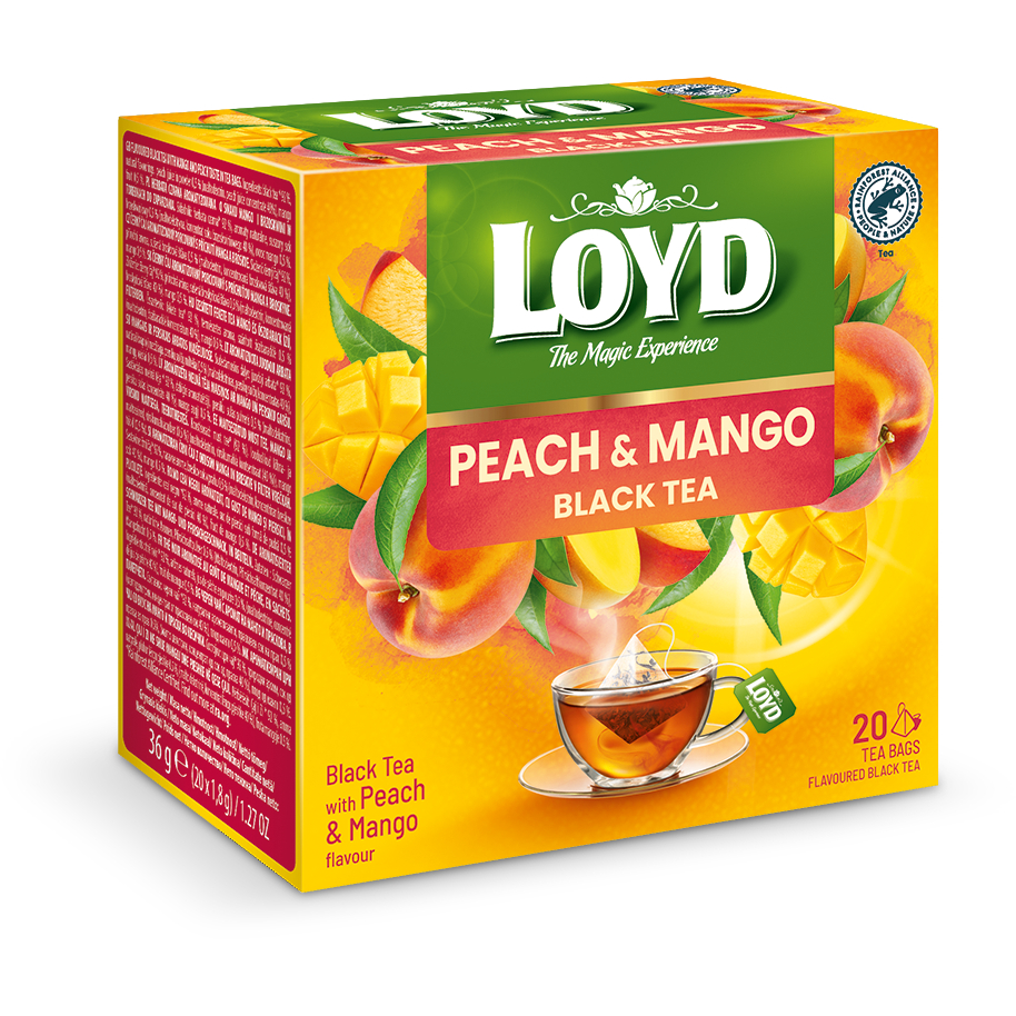 Juodoji arbata LOYD, persikų ir mangų aromato, 20x2g 2 Juodoji arbata LOYD, persikų ir mangų aromato, 20x2g 2