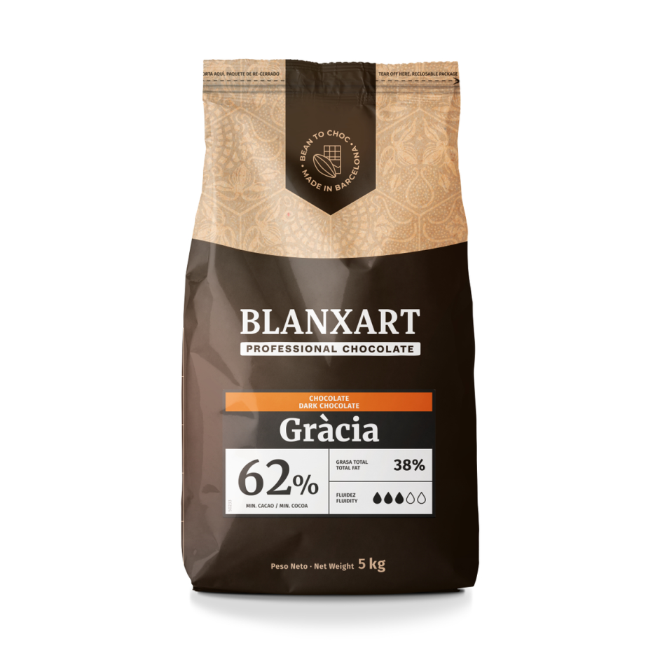 Juodas šokoladas BLANXART, Gracia 62 %, 5 kg