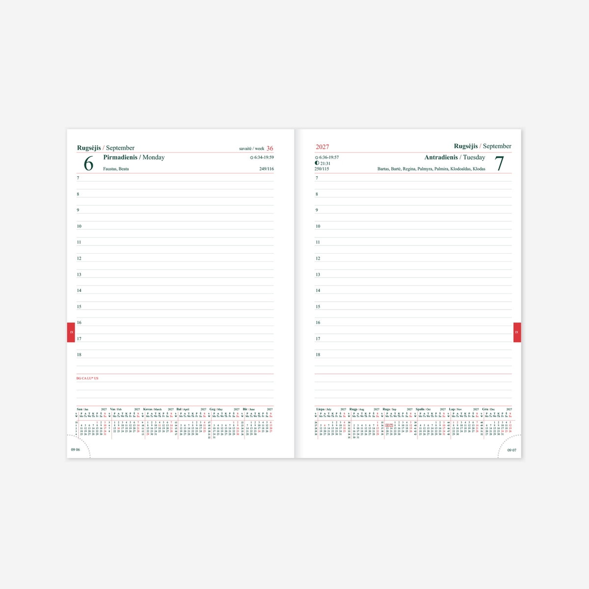 Kalendorius MANAGER Day 2027, A5, PVC, juoda 1 Kalendorius MANAGER Day 2027, A5, PVC, juoda 1