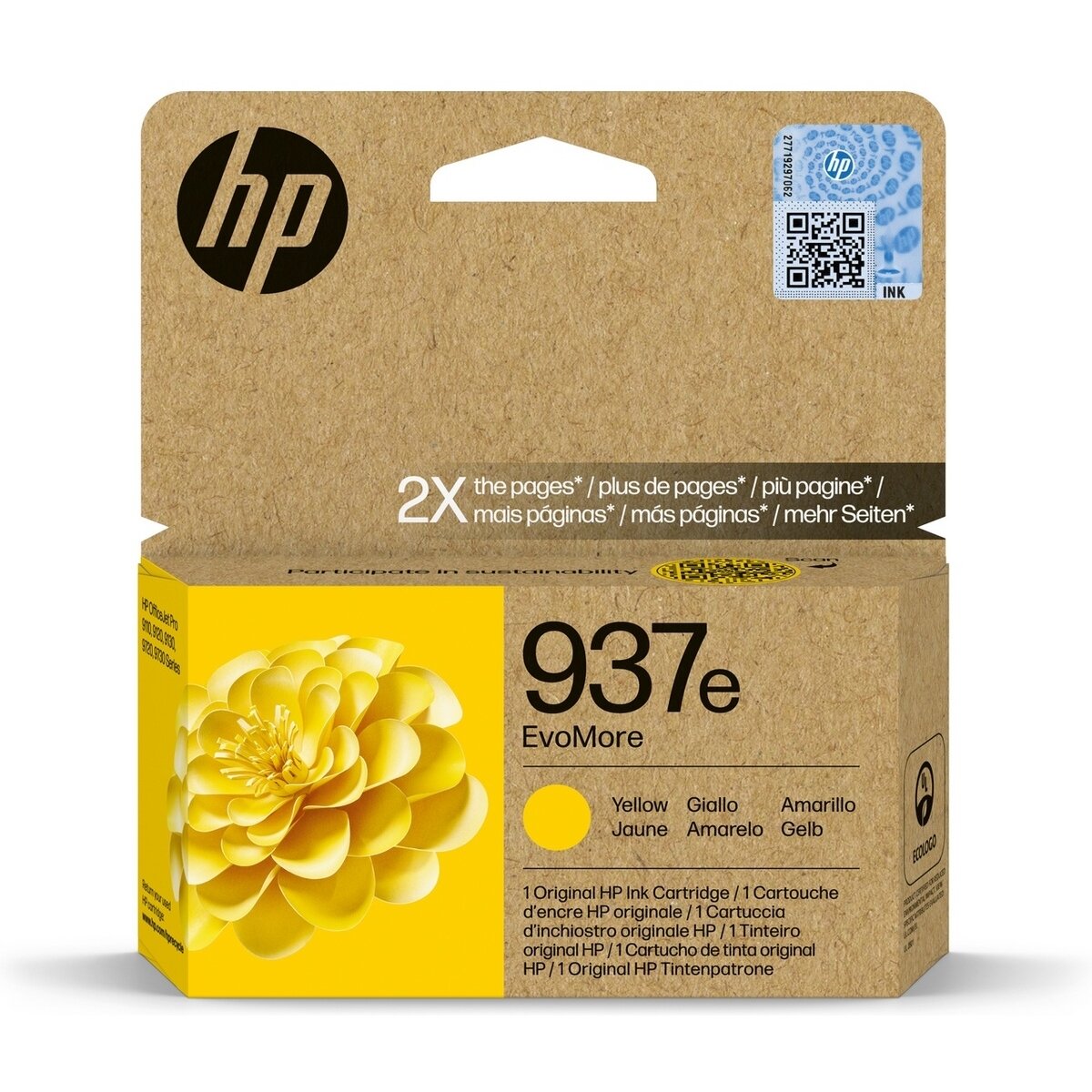 Kasetė HP Ink No.937E (4S6W8NE) YL 1650psl OEM Kasetė HP Ink No.937E (4S6W8NE) YL 1650psl OEM