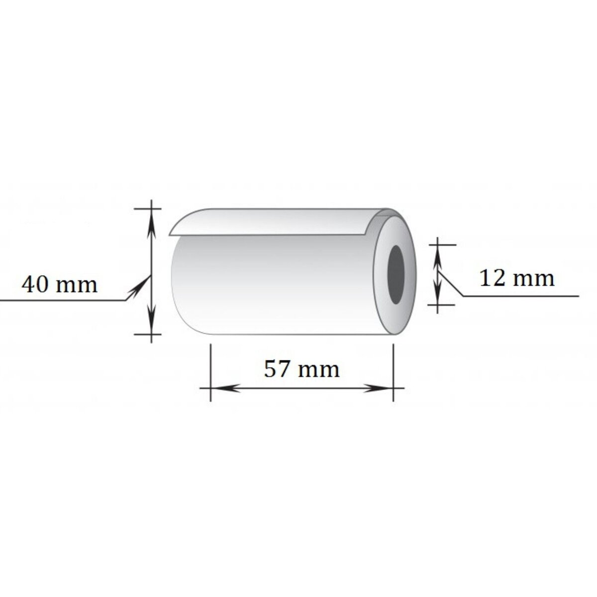 Kasos juosta, 57 mm x 18 m, terminis popierius, viensluoksnė (D40 mm), 10 vnt/pak 1