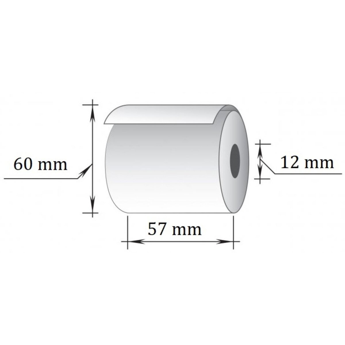 Kasos juosta, 57 mm x 43 m, terminis popierius, viensluoksnė (D60 mm), 10 vnt/pak 1 Kasos juosta, 57 mm x 43 m, terminis popierius, viensluoksnė (D60 mm), 10 vnt/pak 1