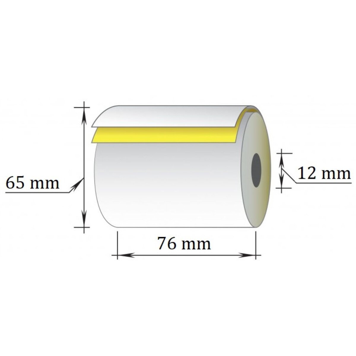 Kasos juosta, 76 mm x 20 m, savikopijuojanti (Off+SC), dvisluoksnė (D65 mm), 10 vnt/pak 1 Kasos juosta, 76 mm x 20 m, savikopijuojanti (Off+SC), dvisluoksnė (D65 mm), 10 vnt/pak 1