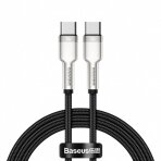 Kabelis Baseus USB-C to USB-C Cafule, Fast Charge 100W (20V/5A), data 480Mbps, 2m (Juodas)