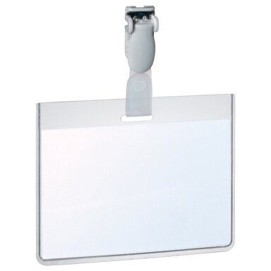 Kabinama vardinė kortelė su plastmasiniu spaustuku DURABLE, 60 x 90 mm, (pak. -25 vnt.) Kabinama vardinė kortelė su plastmasiniu spaustuku DURABLE, 60 x 90 mm, (pak. -25 vnt.)