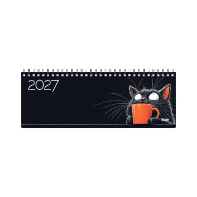 Kalendorius MEMO Black Cat 2027, 290 x 110 mm, kartoninis Kalendorius MEMO Black Cat 2027, 290 x 110 mm, kartoninis