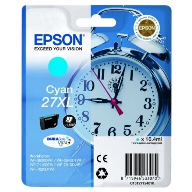 Kasetė Epson T27XL (C13T27124012) CY 1.1K OEM