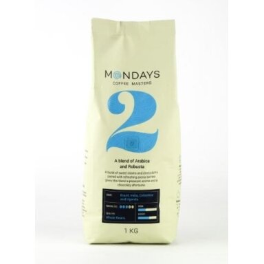 Kavos pupelės MONDAYS Nr.2, Arabica and Robusta, 1 kg