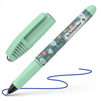 Kapsulinis rašiklis SCHNEIDER Zippi, plastikinis žalias korpusas, mėlynas rašalas 1