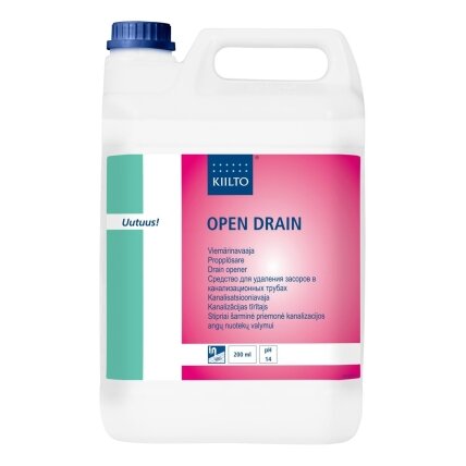 Kanalizacijos vamzdžių valiklis KIILTO Open Drain, 5 l, 1 vnt Kanalizacijos vamzdžių valiklis KIILTO Open Drain, 5 l, 1 vnt