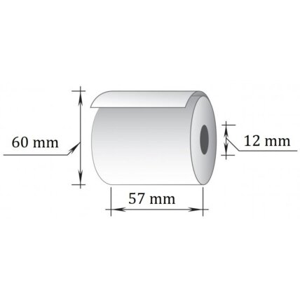 Kasos juosta, 57 mm x 43 m, terminis popierius, viensluoksnė (D60 mm), 10 vnt/pak 1 Kasos juosta, 57 mm x 43 m, terminis popierius, viensluoksnė (D60 mm), 10 vnt/pak 1