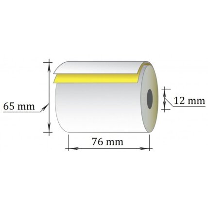 Kasos juosta, 76 mm x 20 m, savikopijuojanti (Off+SC), dvisluoksnė (D65 mm), 10 vnt/pak 1 Kasos juosta, 76 mm x 20 m, savikopijuojanti (Off+SC), dvisluoksnė (D65 mm), 10 vnt/pak 1