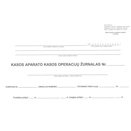 Kasos operacijų žurnalas, hor. A4, 2-jų dalių