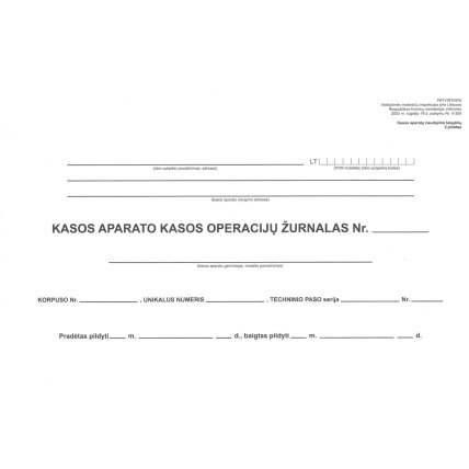 Kasos operacijų žurnalas, horizontalus, A4+, 3-jų dalių virš. Kasos operacijų žurnalas, horizontalus, A4+, 3-jų dalių virš.