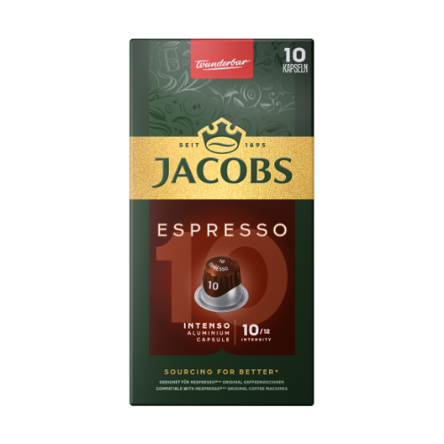 Kavos kapsulės JACOBS Espresso 10 Intenso, 52g Kavos kapsulės JACOBS Espresso 10 Intenso, 52g