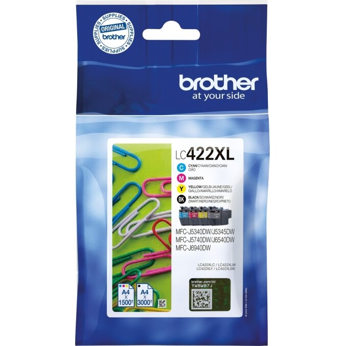 Kasetė Brother LC422XLVAL CMYK 3K OEM Kasetė Brother LC422XLVAL CMYK 3K OEM