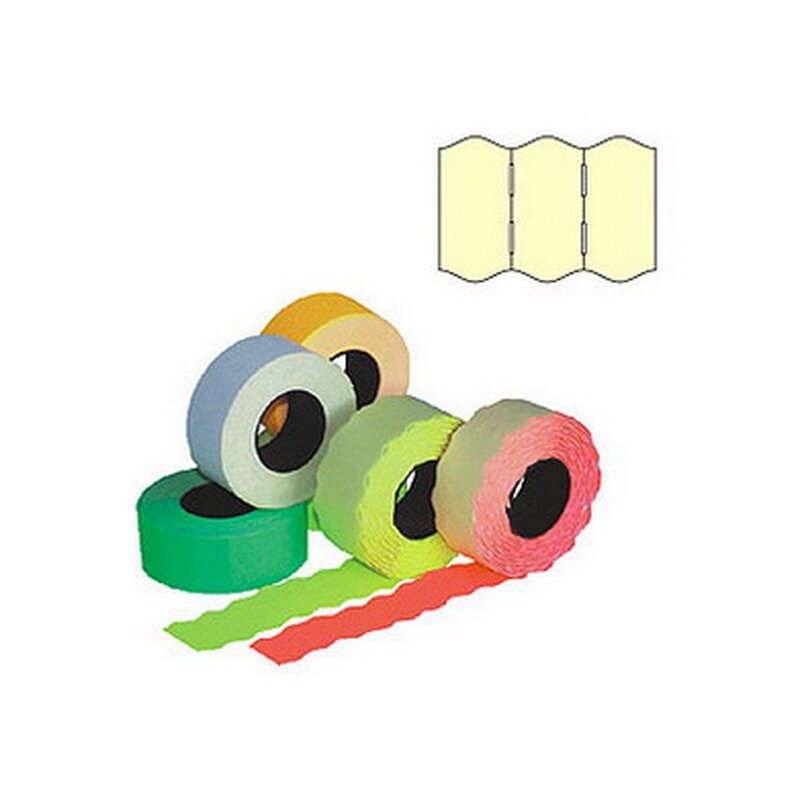 Kainų etiketės 26x16 mm, su bangele, 5 rit., balta