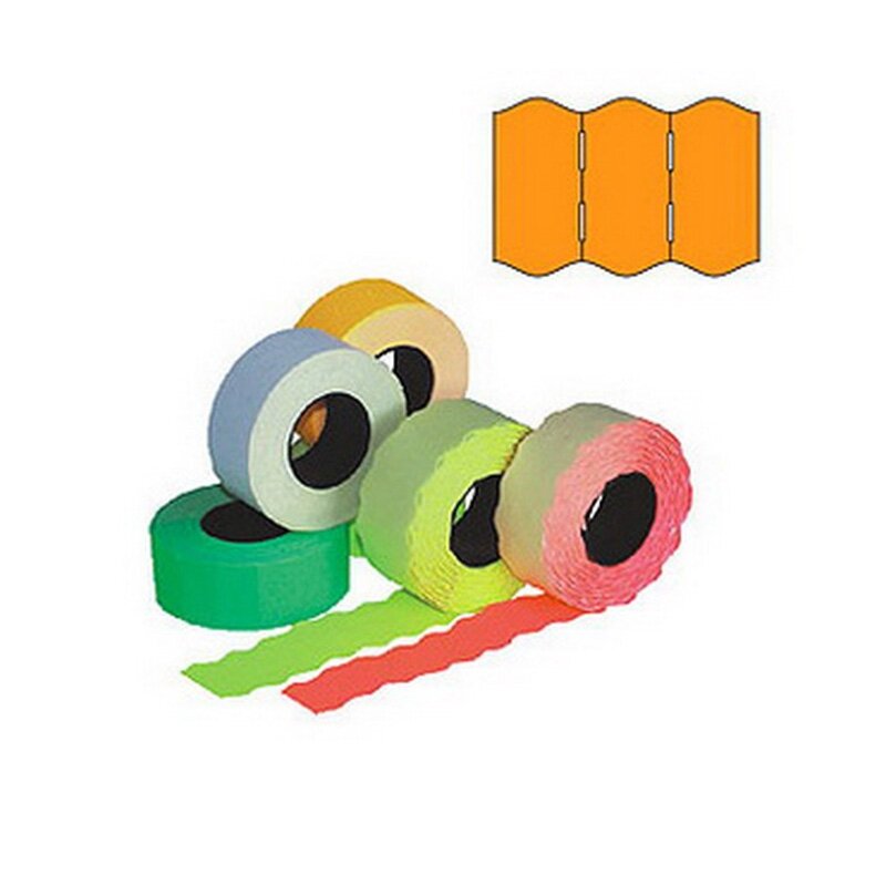 Kainų etiketės 26x16 mm, su bangele 5 vnt., oranžinė Kainų etiketės 26x16 mm, su bangele 5 vnt., oranžinė