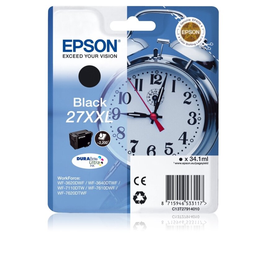Kasetė Epson T27XXL (C13T27914012) BK 2200psl. OEM Kasetė Epson T27XXL (C13T27914012) BK 2200psl. OEM