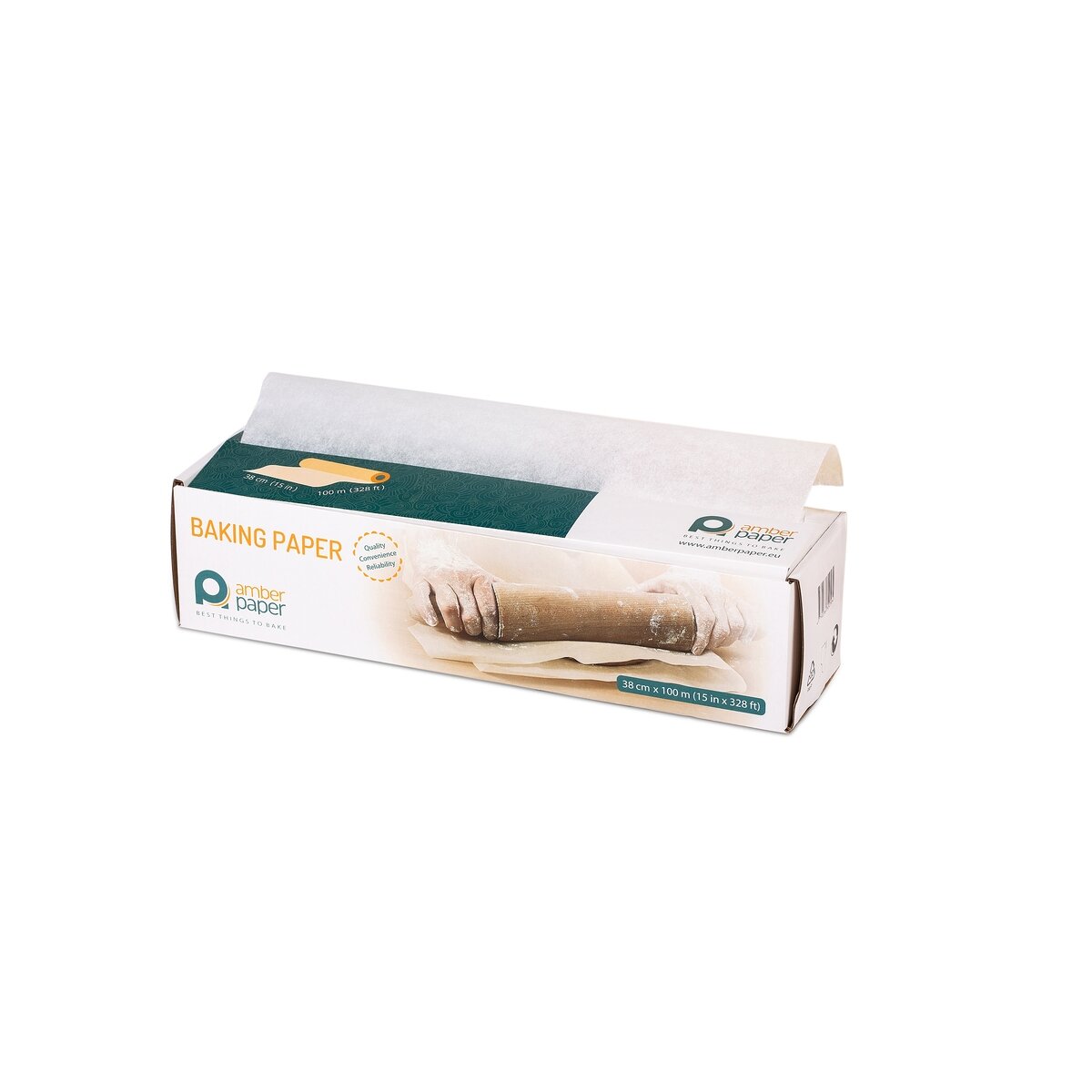 Kepimo popierius, baltas,  silikonizuotas, 41gsm, 0,38  x 100 m,  1 vnt