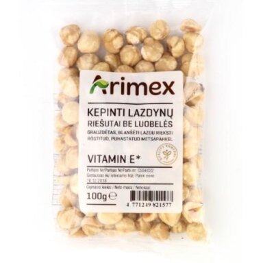Kepinti lazdynų riešutai ARIMEX, be luobelės, 100 g Kepinti lazdynų riešutai ARIMEX, be luobelės, 100 g