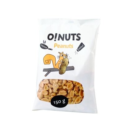 Kepinti ir sūdyti žemės riešutai O!NUTS, 150 g Kepinti ir sūdyti žemės riešutai O!NUTS, 150 g