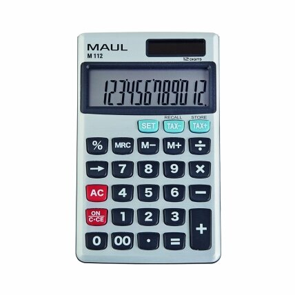 Kišeninis skaičiuotuvas MAUL M112, 12 skaitmenų, su tax funkcija Kišeninis skaičiuotuvas MAUL M112, 12 skaitmenų, su tax funkcija