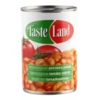 Konservuotos pupelės TASTE LAND, baltosios, pomidorų padaže, 400 g/255 g