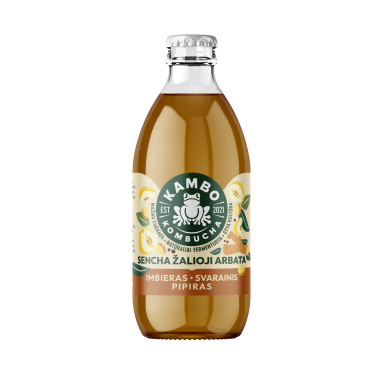 Kombuča KAMBO KOMBUCHA, su imbieru, svarainiais ir pipirais, 0,33 l