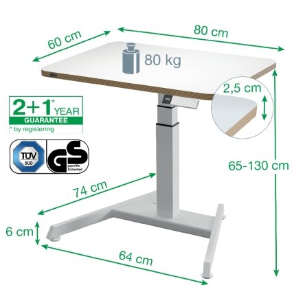 Kompaktiškas elektrinis LEITZ ERGO stalas 80x60, baltas 1