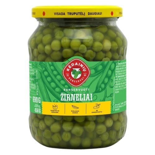 Konservuoti žalieji žirneliai, 690/450 g
