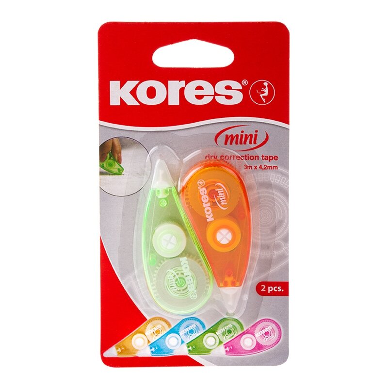 Koreguoklis KORES MINI, 4,2 mm x 3 m, 2 vienetai, spalvoti korpusai 1