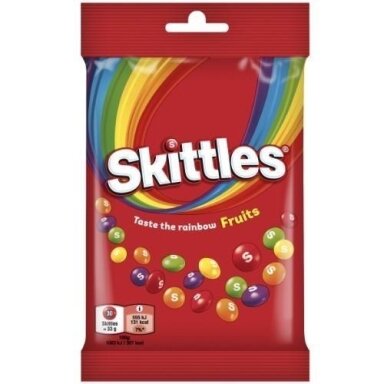 Kramtomieji saldainiai SKITTLES Fruit Pouch vaisių skonio traškiame cukraus glajuje, 95g Kramtomieji saldainiai SKITTLES Fruit Pouch vaisių skonio traškiame cukraus glajuje, 95g