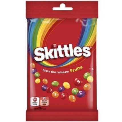 Kramtomieji saldainiai SKITTLES Fruit Pouch vaisių skonio traškiame cukraus glajuje, 95g Kramtomieji saldainiai SKITTLES Fruit Pouch vaisių skonio traškiame cukraus glajuje, 95g