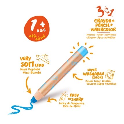Kreidelės mažyliams CARIOCA Baby 3in1 1+, 10 vnt. 2 Kreidelės mažyliams CARIOCA Baby 3in1 1+, 10 vnt. 2