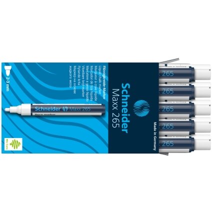 Kreidinis žymeklis SCHNEIDER Deco Marker Maxx 265, 2-3mm, balta 2 Kreidinis žymeklis SCHNEIDER Deco Marker Maxx 265, 2-3mm, balta 2