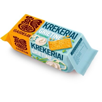 Krekeriai GAIDELIS, Grietinės ir svogūnų skonio, 72g Krekeriai GAIDELIS, Grietinės ir svogūnų skonio, 72g