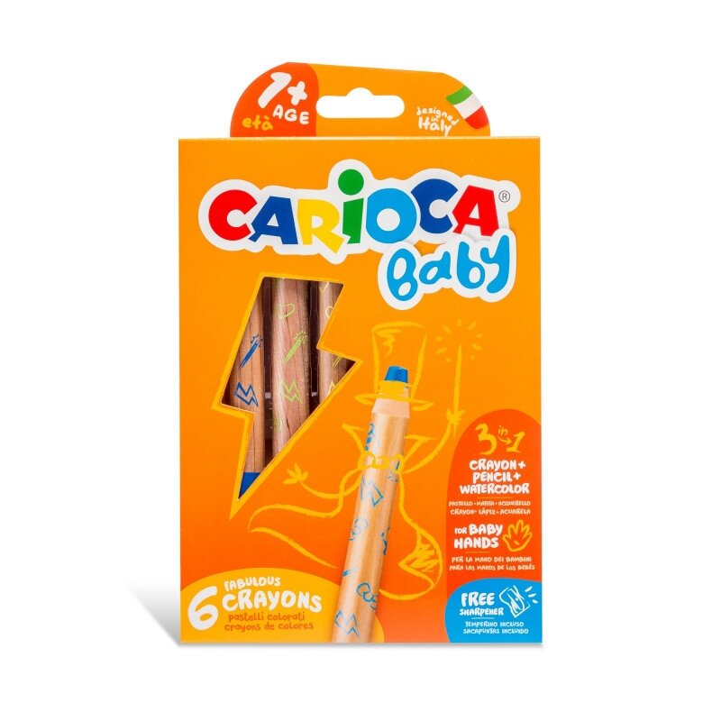 Kreidelės mažyliams CARIOCA Baby 3in1 1+, 10 vnt. Kreidelės mažyliams CARIOCA Baby 3in1 1+, 10 vnt.