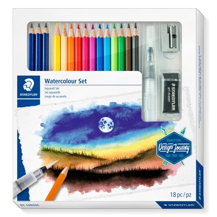 Kūrybinis rinkinys STAEDTLER 146 10C, 12 spalvotų pieštukų + 3 grafitiniai pieštukai, vandens teptukas, drožtukas Kūrybinis rinkinys STAEDTLER 146 10C, 12 spalvotų pieštukų + 3 grafitiniai pieštukai, vandens teptukas, drožtukas