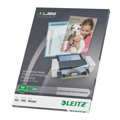 Laminavimo vokeliai Leitz A3, 80 mic. UDT, 100 vnt.