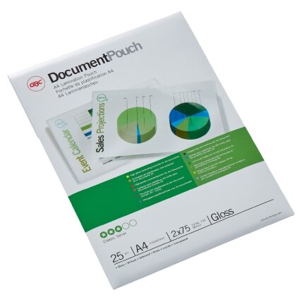 Laminavimo vokeliai GBC, A4, 75 mik., blizgūs, 25 vnt. 5 Laminavimo vokeliai GBC, A4, 75 mik., blizgūs, 25 vnt. 5